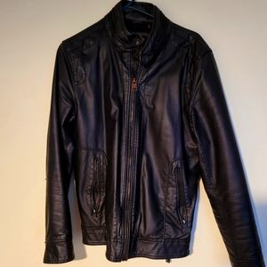 Black faux leather moto jacket Mens size Sm